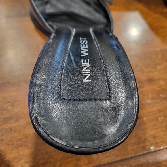 Nine West Black Square Toe Kitten Heeled Mules Size 7.5M - Picture 4 of 9